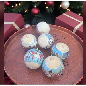 Lot Of 6 Bradford Unbreakable Christmas Ornaments 70s Caroler Snowman Ice Skate